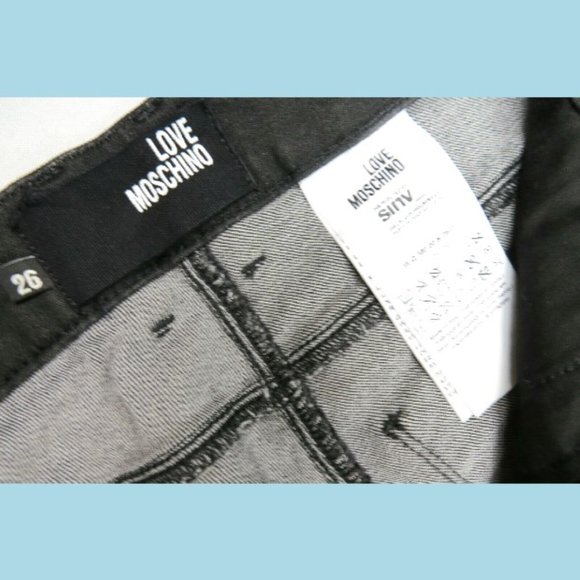 Love Moschino Womens Jeans Made in Italy 26 27/28 Stretch Slim Destroyed Denim - Picture 9 of 12